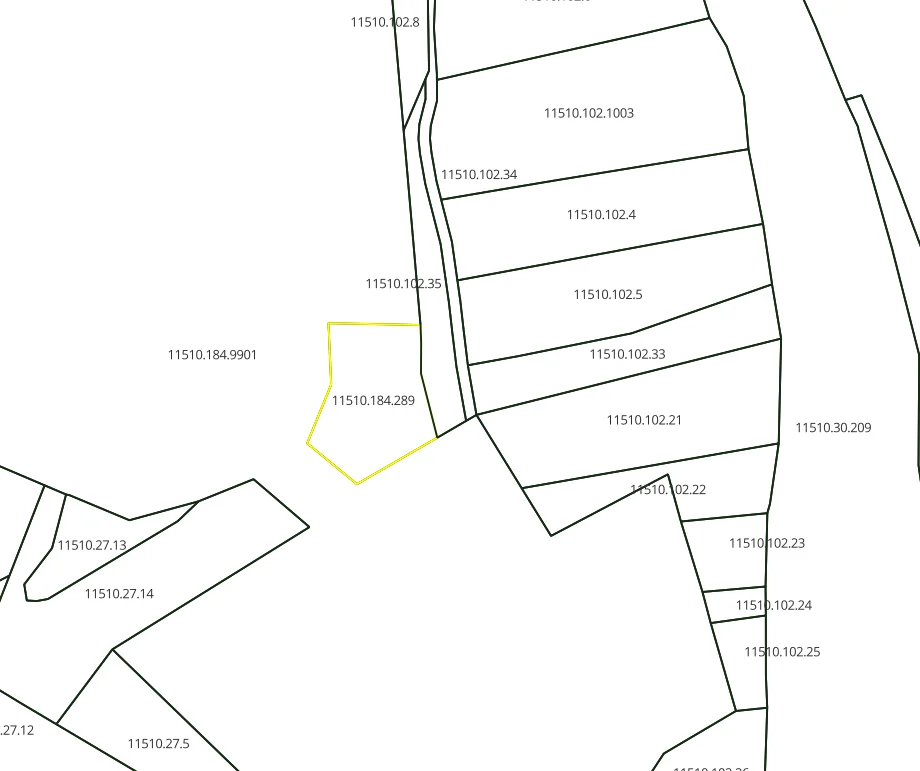 Katastrální mapa obce Vlado Trichkov v QGIS